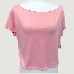 Colsie Pink Pajama Top Large NWT Short Flutter Sleeve Lettuce Hem Sleep Shirt